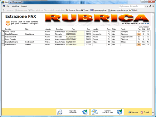 fax da Rubrica