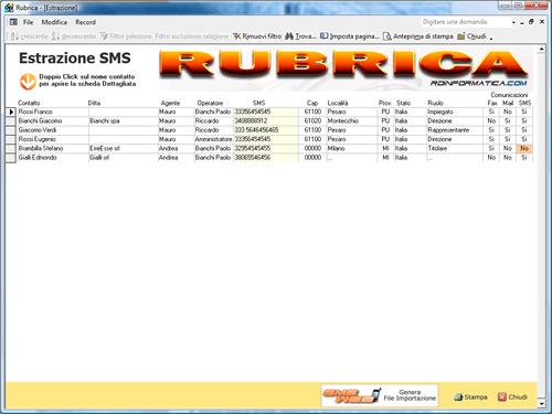sms da Rubrica