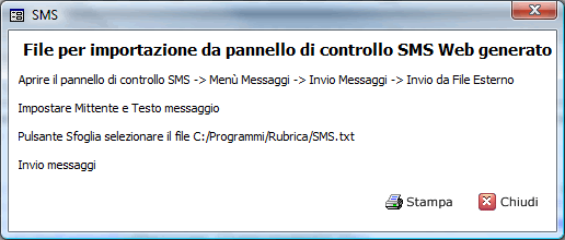 sms da rubrica